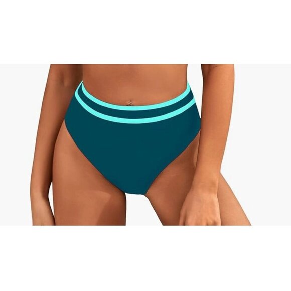 BMJL High Waisted High Cut Colorblock Cheeky Bikini Bottoms - Size L, NWOT - Picture 1 of 5